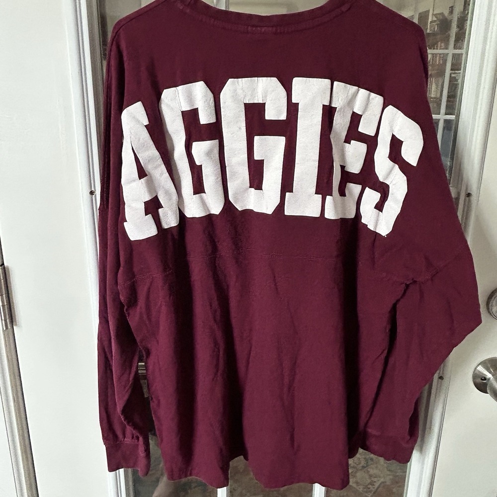 Texas A&M Spirt Jersey Aggies Long‎ Sleeve Maroon 100% Cotton Size Large - Picture 3 of 11